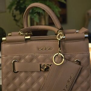 Bebe Tan Quilted Satchel